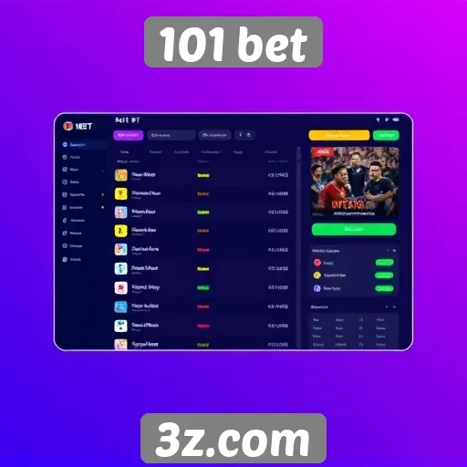 Interface do usuário na plataforma 101 bet